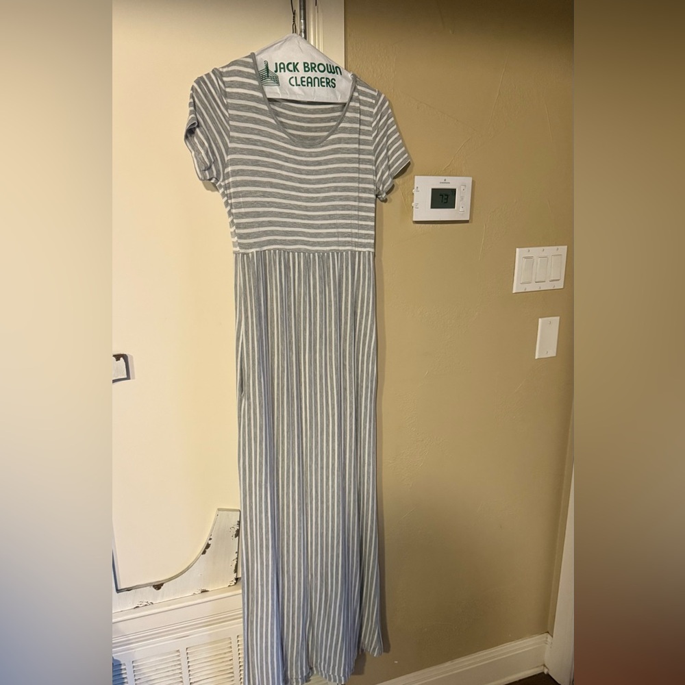 Striped Gray Maxi Dress